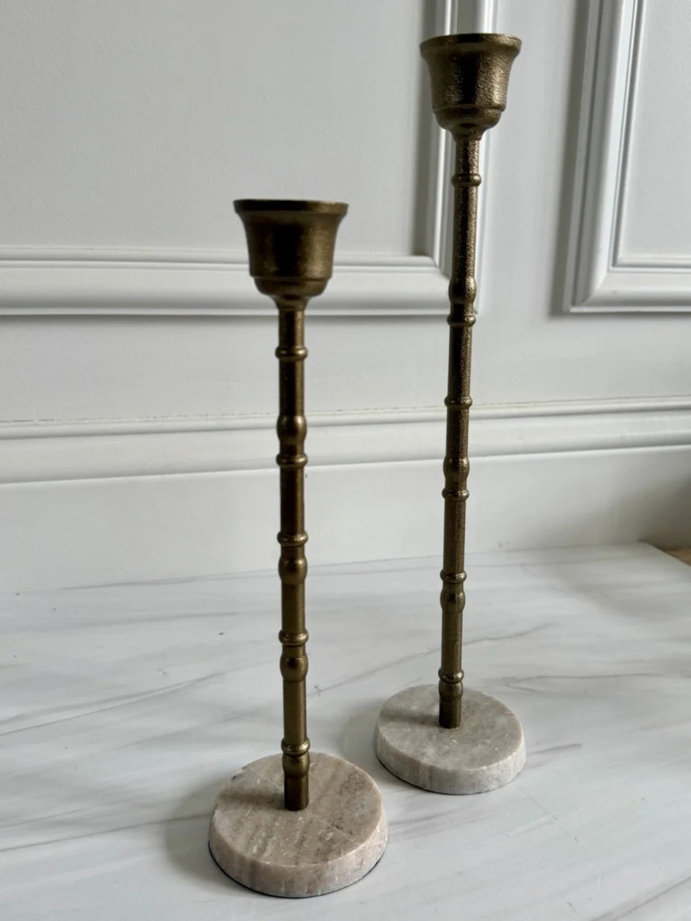 Brass and Marble Candle Holder Pair from Hearth & Hand with Magnolia
